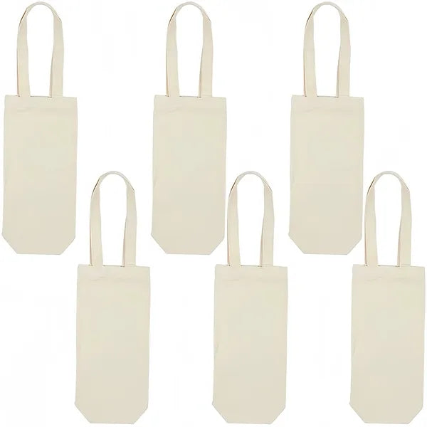 10 OZ Cotton Canvas Single Bottle Wine Tote
