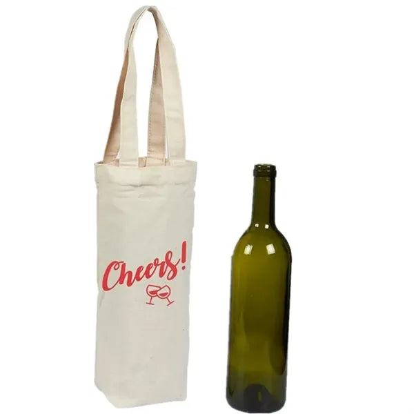 10 OZ Cotton Canvas Single Bottle Wine Tote