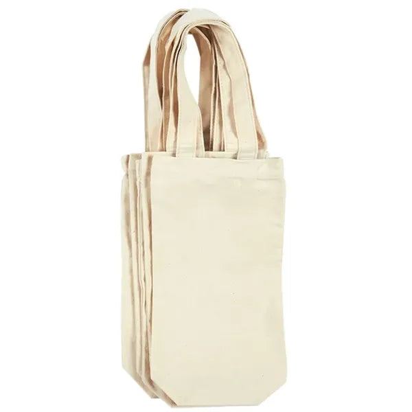 10 OZ Cotton Canvas Single Bottle Wine Tote