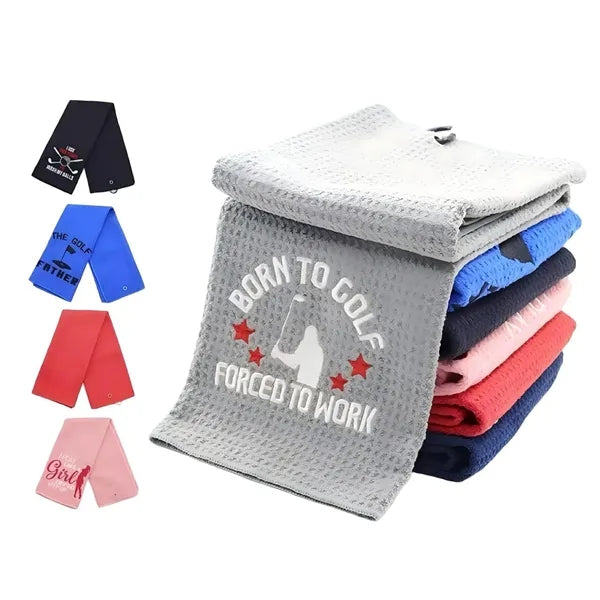 Microfiber waffle golf towel, custom logo, multi color