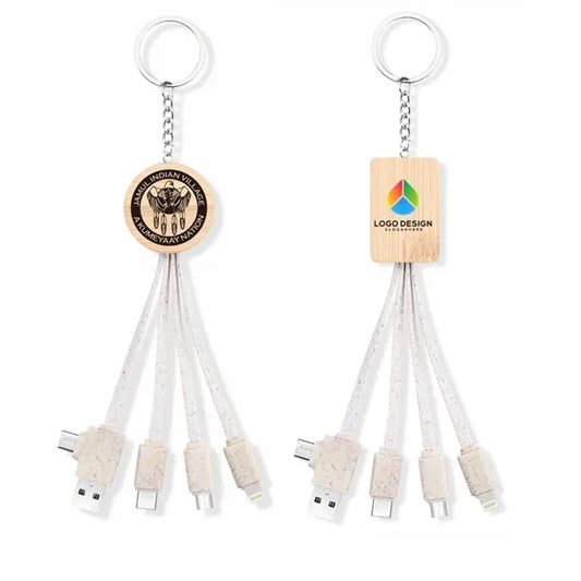 Eco Bamboo Charging Cable Key Ring