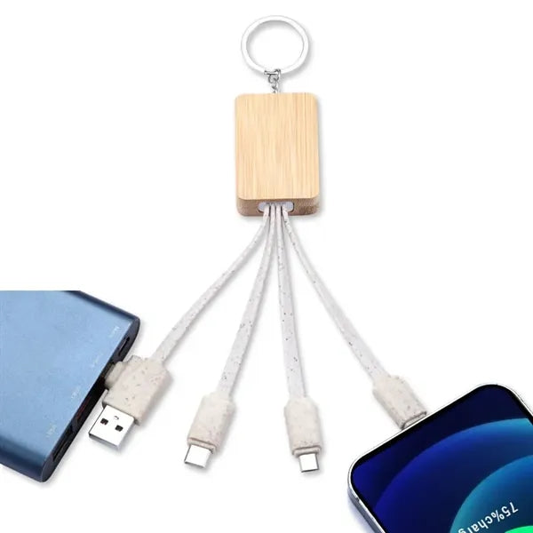 Eco Bamboo Charging Cable Key Ring