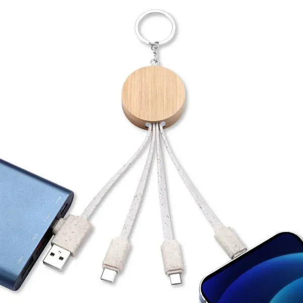 Eco Bamboo Charging Cable Key Ring