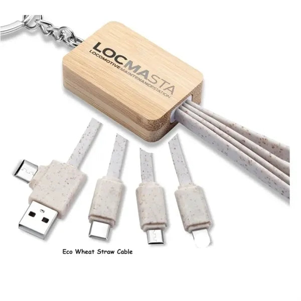 Eco Bamboo Charging Cable Key Ring