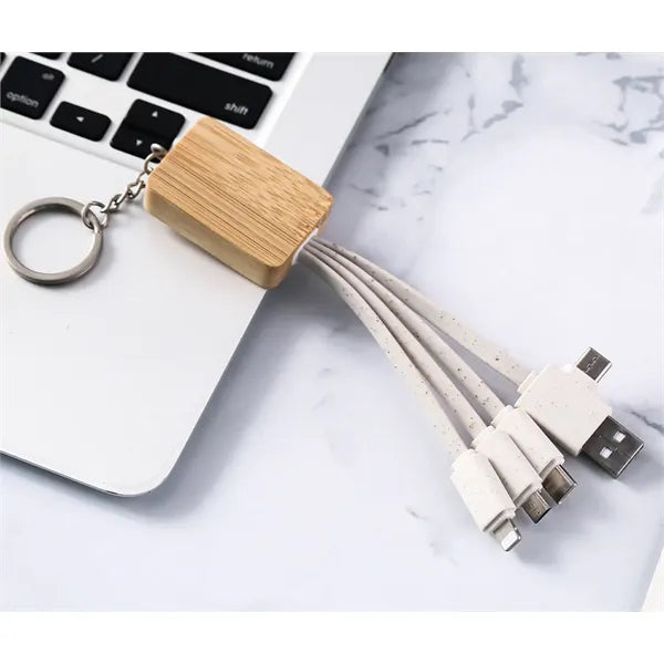 Eco Bamboo Charging Cable Key Ring
