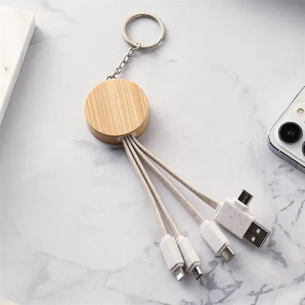 Eco Bamboo Charging Cable Key Ring