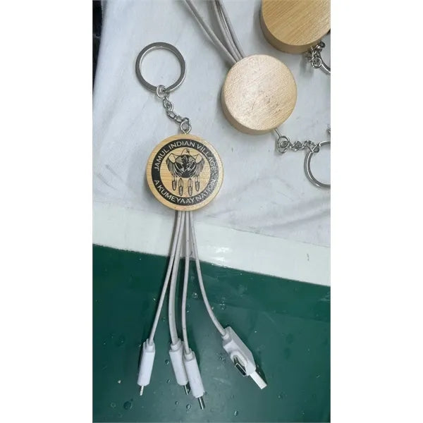 Eco Bamboo Charging Cable Key Ring