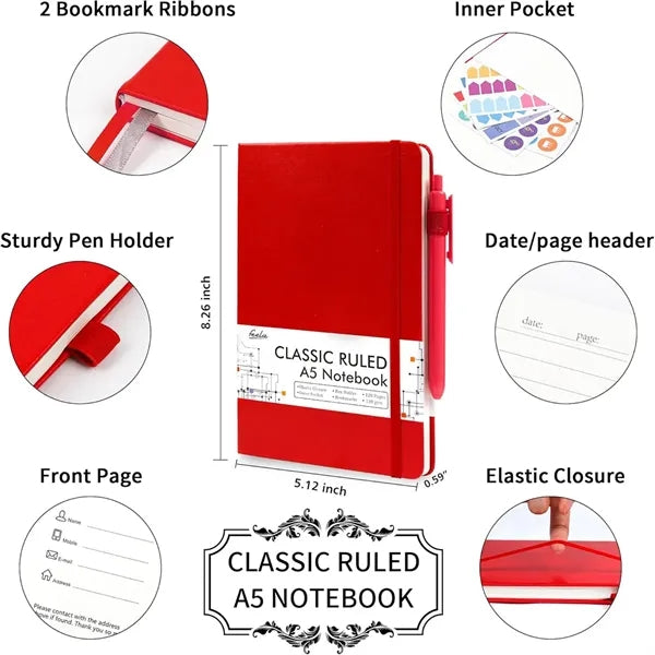 A5 Hardcover Notebook with Pen Holder