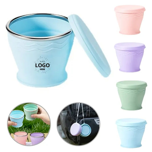 Collapsible Silicone Travel Cup with Lanyard