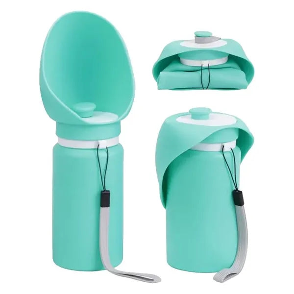 Portable Silicone Dog Water Bottle with Feeding Trough