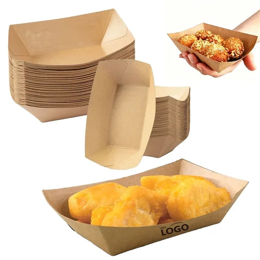 Disposable Kraft Food Paper Boat Tray