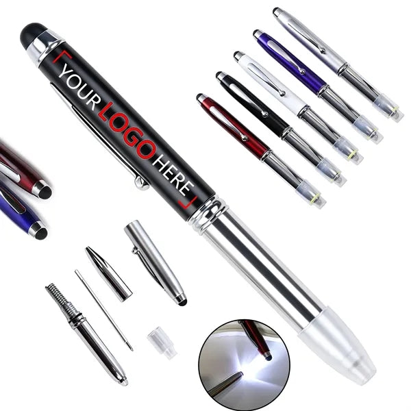3-in-1 LED Light Ballpoint Pen with Stylus Tip Multi-Functio