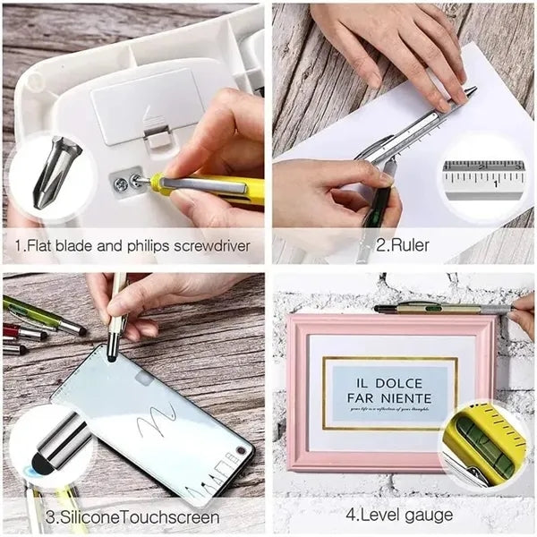 6 in 1 Multitool Screwdriver Pen with Ruler Stylus Tool Set