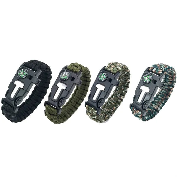 5-in-1 Tactical Survival Paracord Bracelet Compass Fire Star