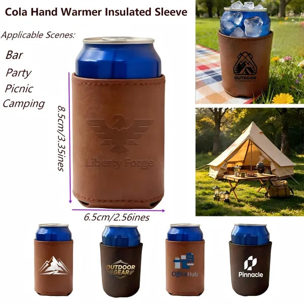 PU Leather Insulated Can Sleeve Foldable 330ml Holder
