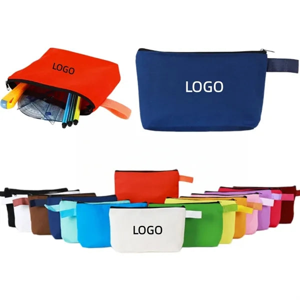Canvas Pencil Case With A Handle And Zipper