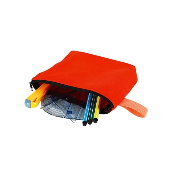 Canvas Pencil Case With A Handle And Zipper