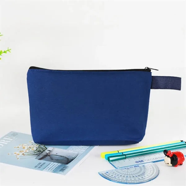 Canvas Pencil Case With A Handle And Zipper