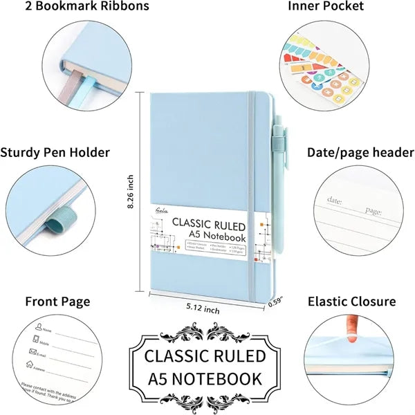 A5 PU Leather Notebook with Pen Holder
