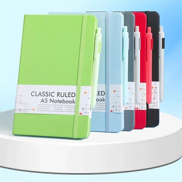 A5 PU Leather Notebook with Pen Holder