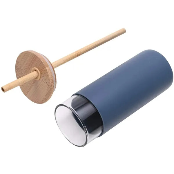 17oz Glass Tumbler With Straw and Bamboo Lid