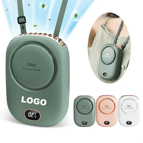 Neck Wearable Fan with Digital Display