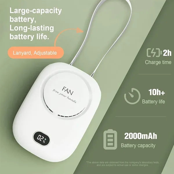 Neck Wearable Fan with Digital Display