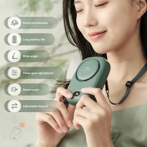 Neck Wearable Fan with Digital Display