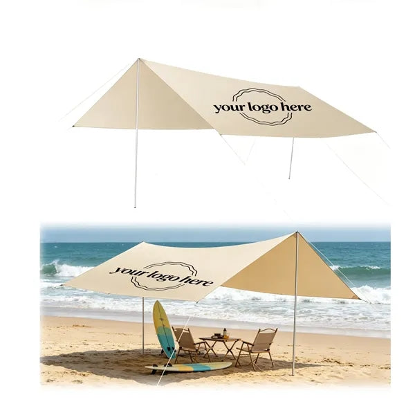 Waterproof Camping Tarp Sun Shelter Rain Fly with Poles