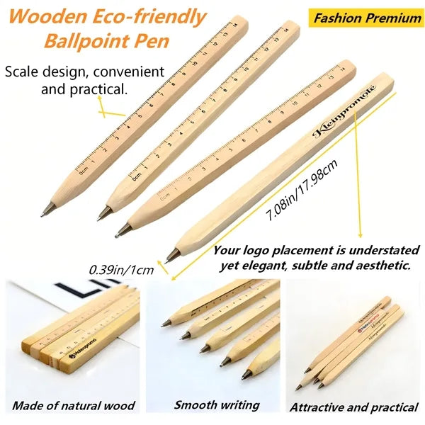 Logo Wooden Scale Ballpoint Pen Stationery