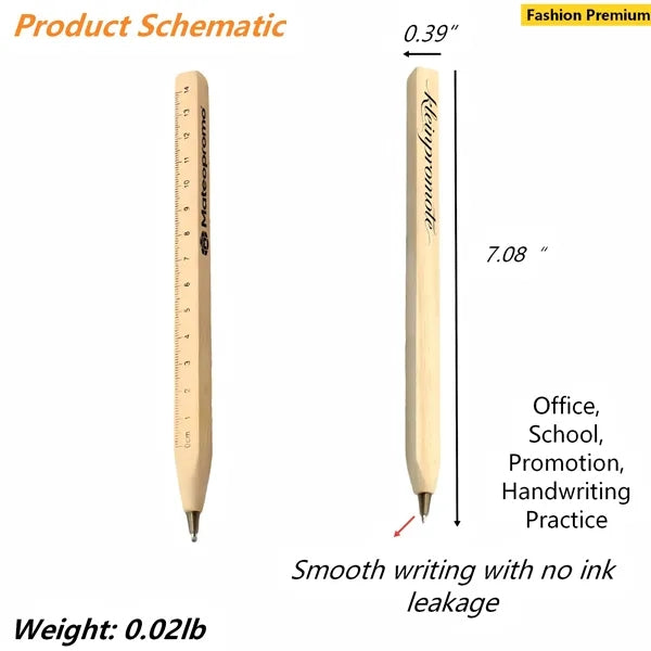 Logo Wooden Scale Ballpoint Pen Stationery