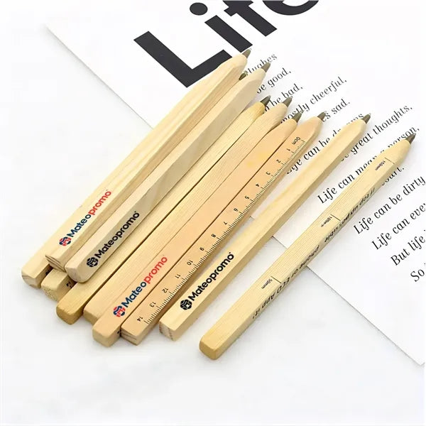 Logo Wooden Scale Ballpoint Pen Stationery