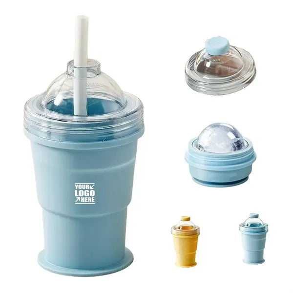11oz Multi functional foldable straw ice hockey cup
