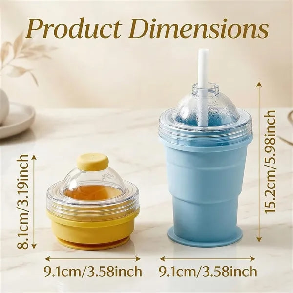 11oz Multi functional foldable straw ice hockey cup