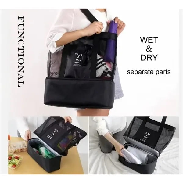 Beach Tote Bag with Cooler Compartment