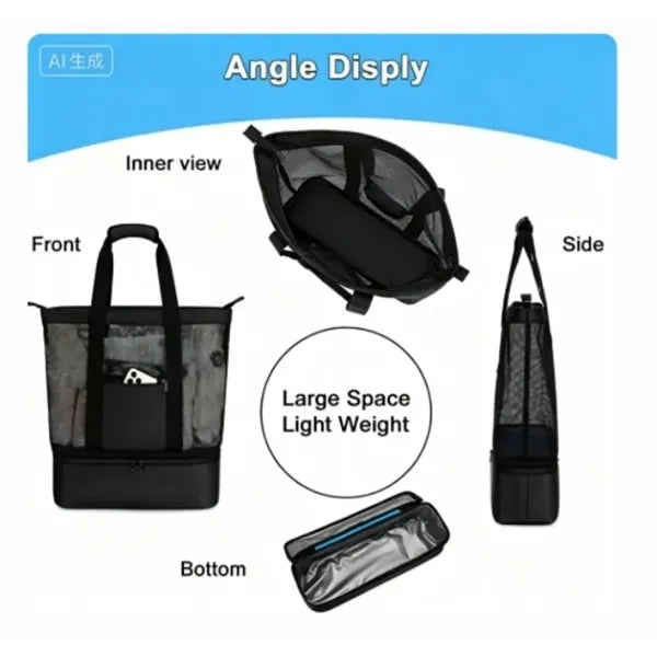 Beach Tote Bag with Cooler Compartment