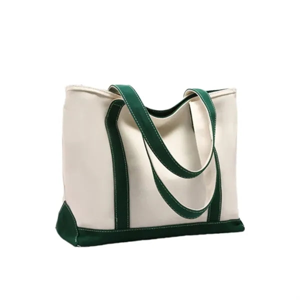 16oz Canvas Zipper Large Capacity Casual Shoulder Tote Bag