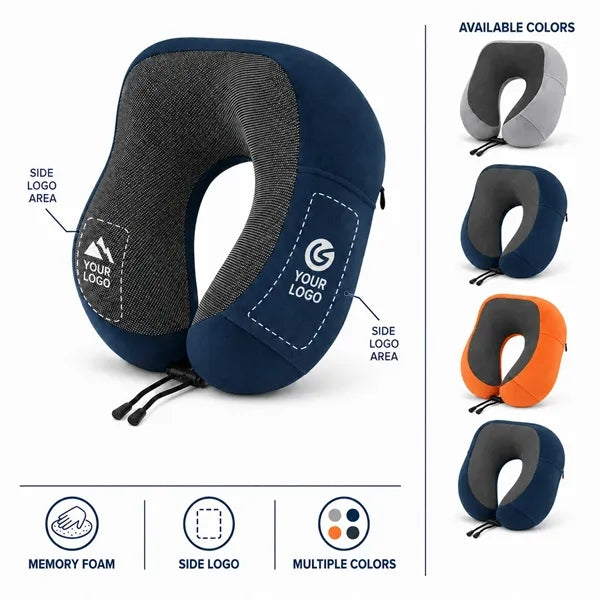 Memory Foam Neck Pillow with Logo