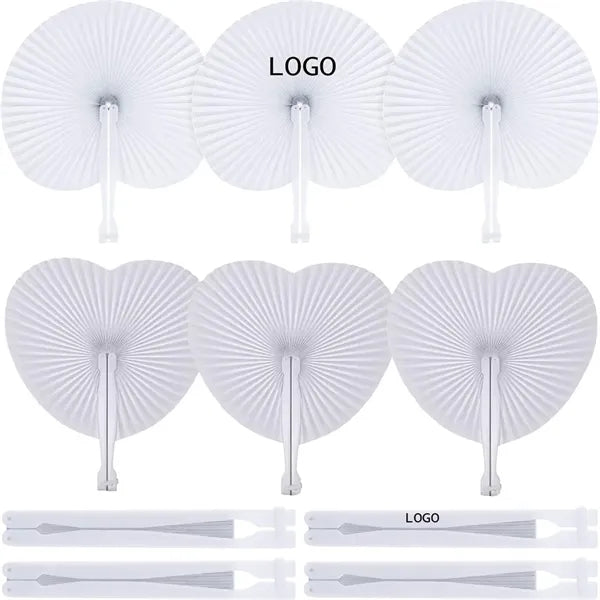 Foldable Handheld White Paper Fans for Wedding Decoration