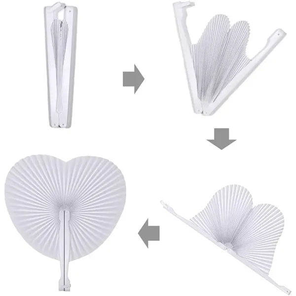 Foldable Handheld White Paper Fans for Wedding Decoration