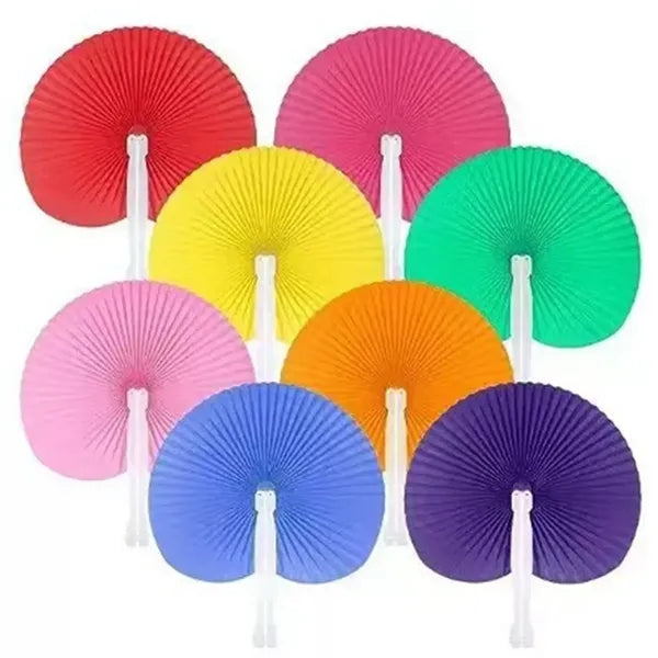 Foldable Handheld White Paper Fans for Wedding Decoration