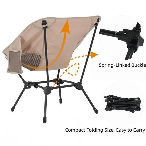 Breathable Foldable Camping Moon Chair with Pocket