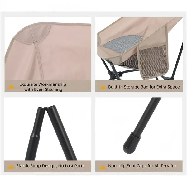 Breathable Foldable Camping Moon Chair with Pocket
