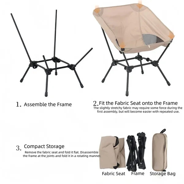Breathable Foldable Camping Moon Chair with Pocket