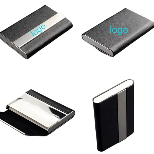 Horizontal flip-top business card holder