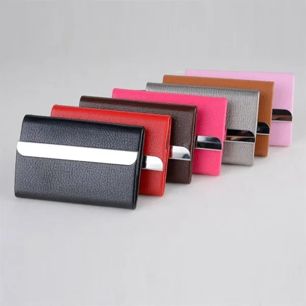 Horizontal flip-top business card holder