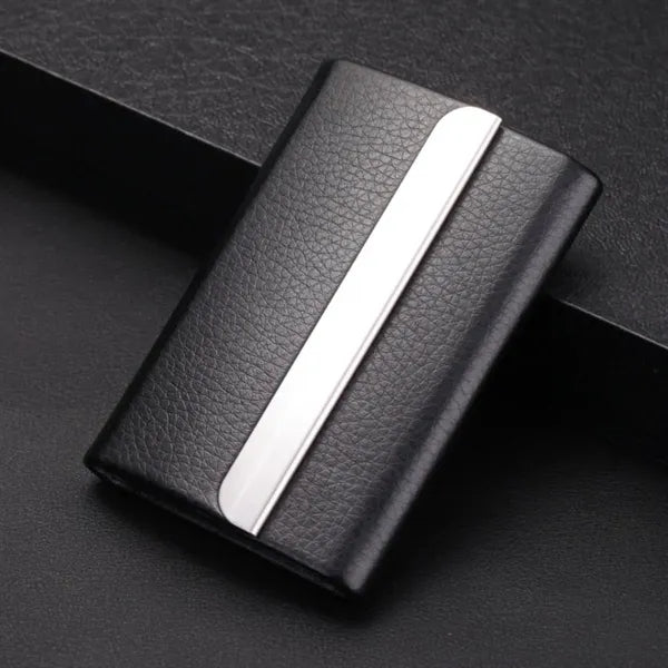 Horizontal flip-top business card holder