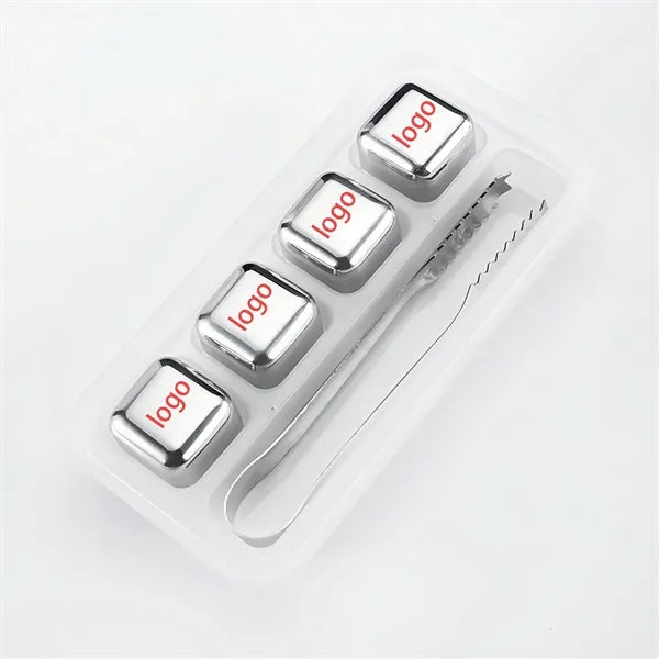 4-In-1 Metal Chilling Whiskey Ice Cube With Tong