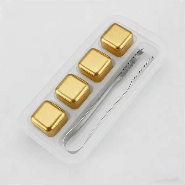 4-In-1 Metal Chilling Whiskey Ice Cube With Tong