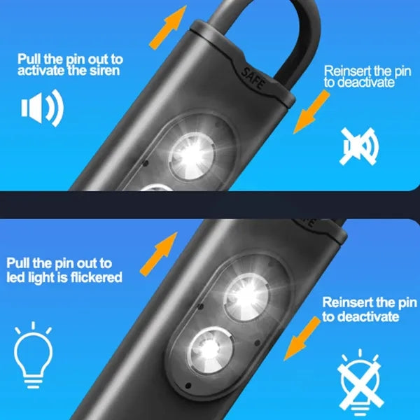 Personal Safety Alarm Keychain with Dual LED Strobe Lights